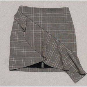 H&M Ruffle Pencil Skirt Tartan Plaid Professional Business Casual Mini Sz 6